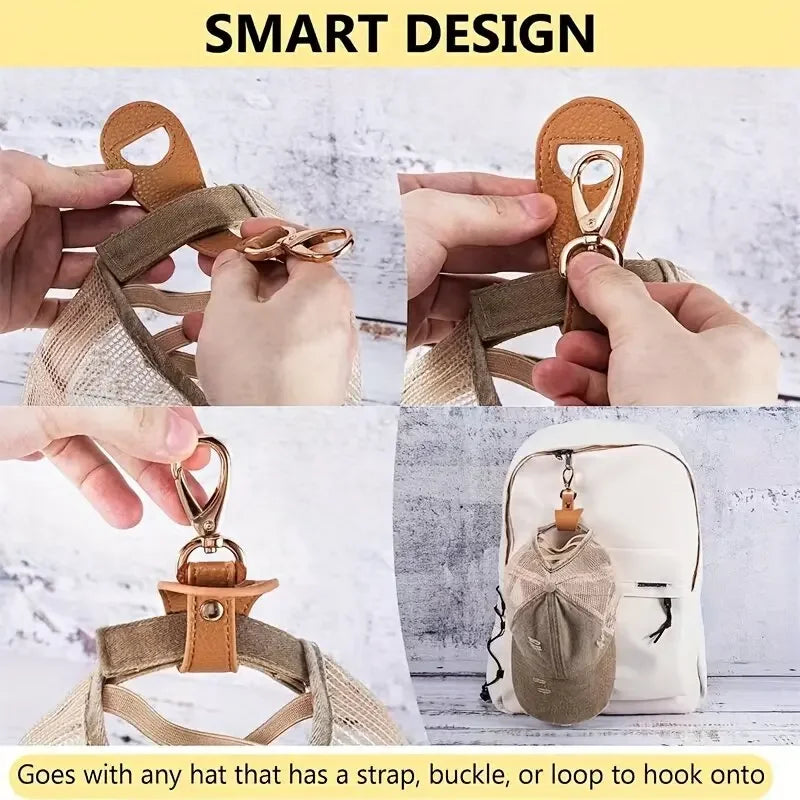 Leather Hands-Free Travel Hat Clip